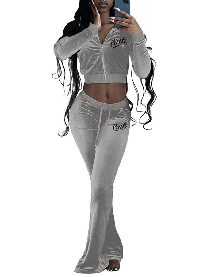 MB Fashion Wholesale - Wholesale Top & Pant Set (NOT Loungewear) - Women's - MB FASHION Velvet Zip-Up Jacket and Wide-Leg Pant Set 218R WHOLESALE MIX LOT 42 PIECES $6.00 EACH