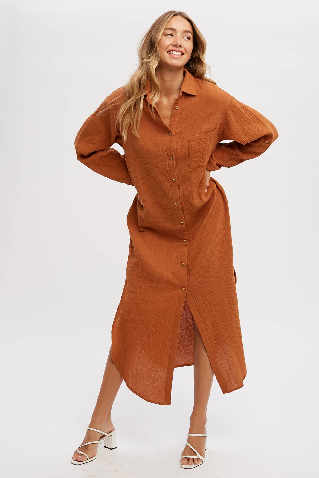 Bluivy - Wholesale Dress - Women's - BUTTON UP MAXI SHIRT DRESS WITH POCKET12