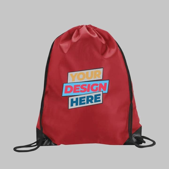 Custom 420D Nylon Drawstring Backpack • Sport Sack for wholesale by Swag Print