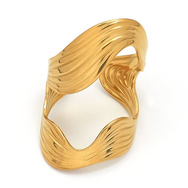 Chunky in acciaio inossidabile dorato ✦ RI-0032 per la vendita all'ingrosso da parte di Simply Jewels