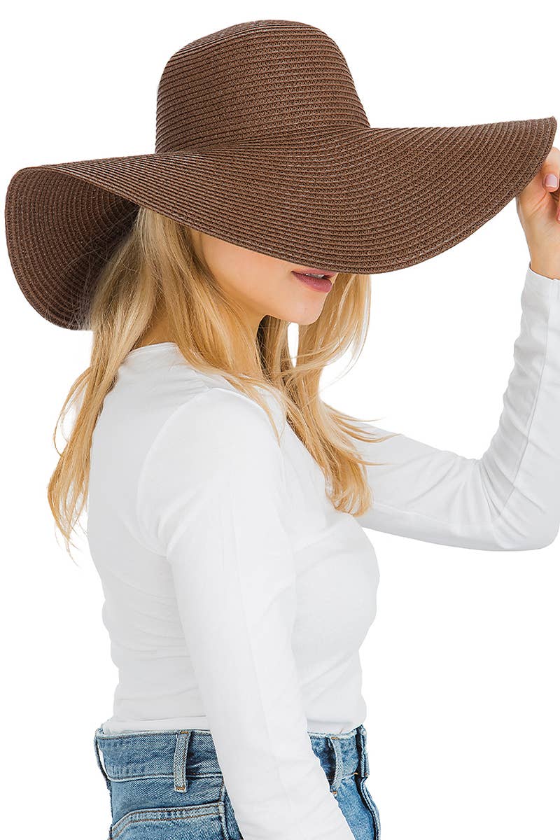 Cap Zone - Venta al por mayor Sombrero de paja - Mujer - Sombrero de sol de paja con tejido apretado, color sólido y ala ancha flexible10