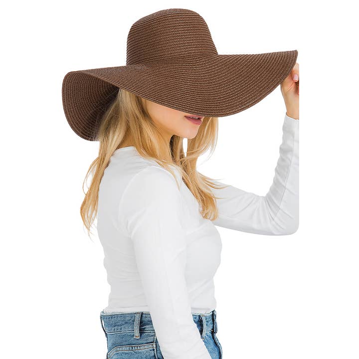 Cap Zone - Venta al por mayor Sombrero de paja - Mujer - Sombrero de sol de paja con tejido apretado, color sólido y ala ancha flexible10