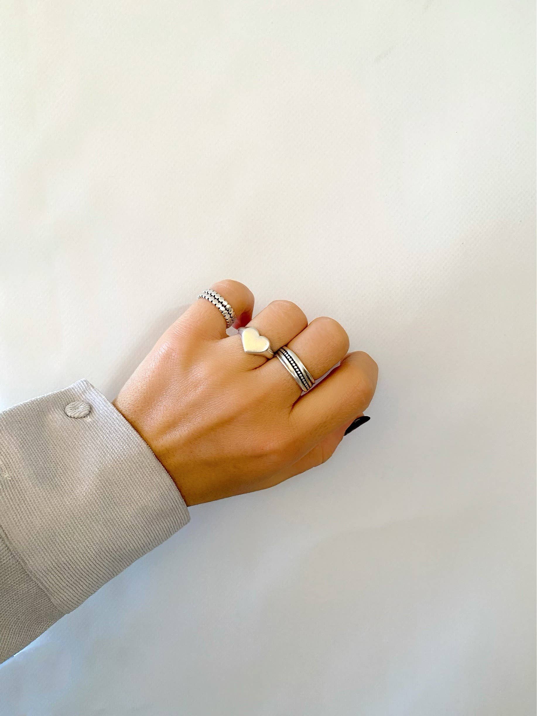 Christina Christi - Venta al por mayor Anillo de banda/apilable - Anillos de plata para mujer, anillos apilables, anillo de corazón, anillos anchos4