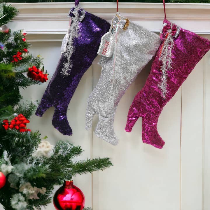 CocoMiaDesign – Großhandel Weihnachtsstrumpf – High Heel Weihnachtsstrumpf, Pailletten Damenstrumpf-Set9