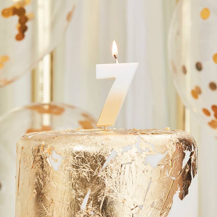 Gold Ombre Number Candle - 7 for wholesale by Ginger Ray