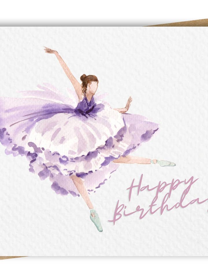 Happy Birthday Ballerina-Karte, inklusive Kraftumschlag für den Großhandel von Paper Kuts
