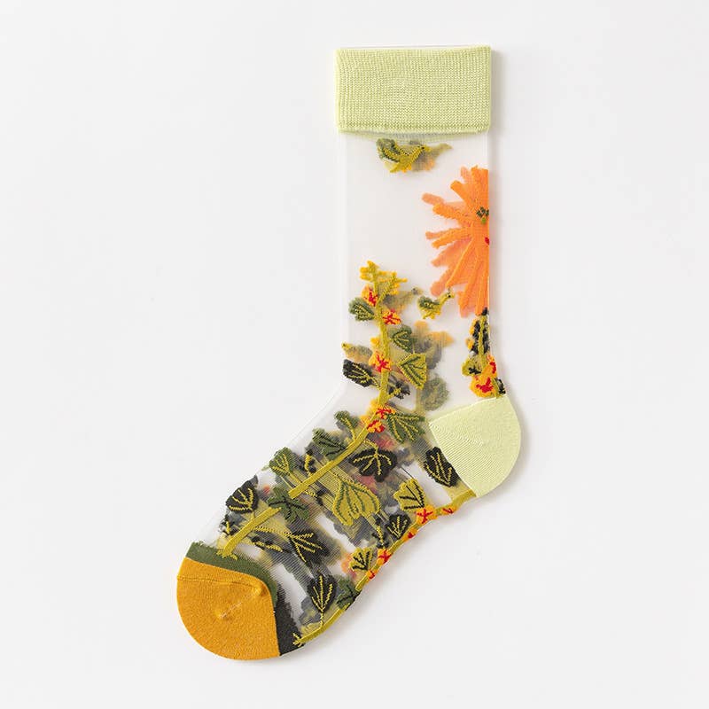 Tourtiwi - Wholesale Socks - Women's - Fruit Flower Animal Pattern Transparent Thin Summer Socks34