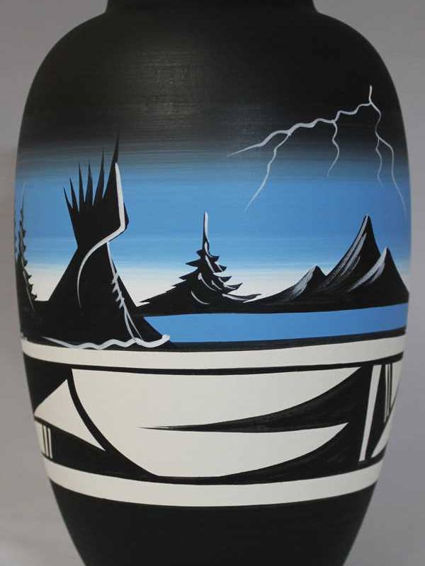 23033 Mountain Storm 6 x 10 Ginger Jar for wholesale by Cedar Mesa Pottery
