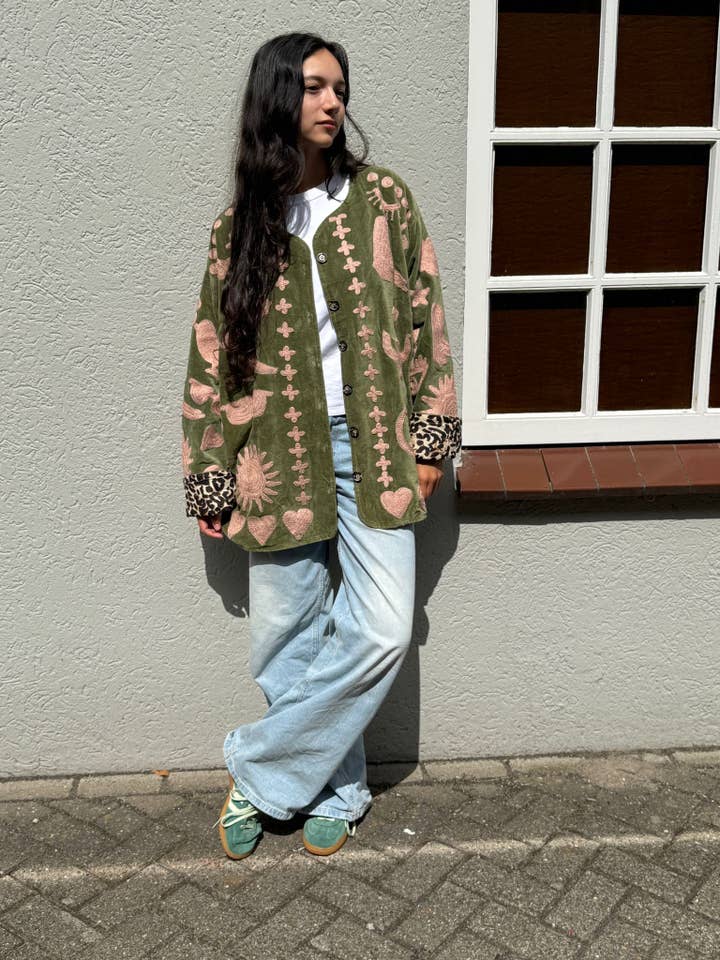 ToutVintage - Wholesale Jacket - Women's - Velvet Jacket DREAM green pink5