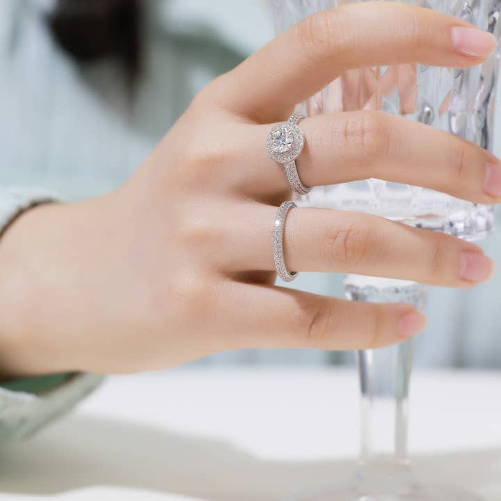 Gioiellin - S925 Silver Jewelry - Wholesale Engagement Ring - 925 Sterling Silver Sparkling Moissanite Stacking Ring3