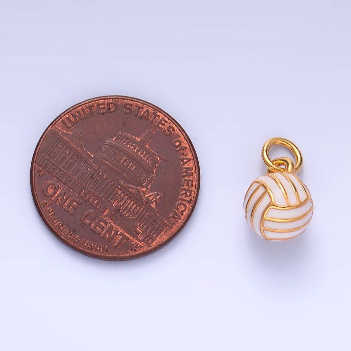 Aim Eternal - Wholesale Individual Charm/Pendant - 24K Gold Filled Volley Ball Enamel Multidimensional 3D Charm | W4342