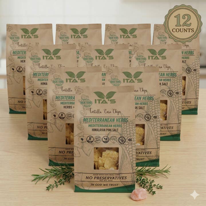 Chips de tortilla Ita's aux herbes méditerranéennes et sel rose pour la vente par Ita's