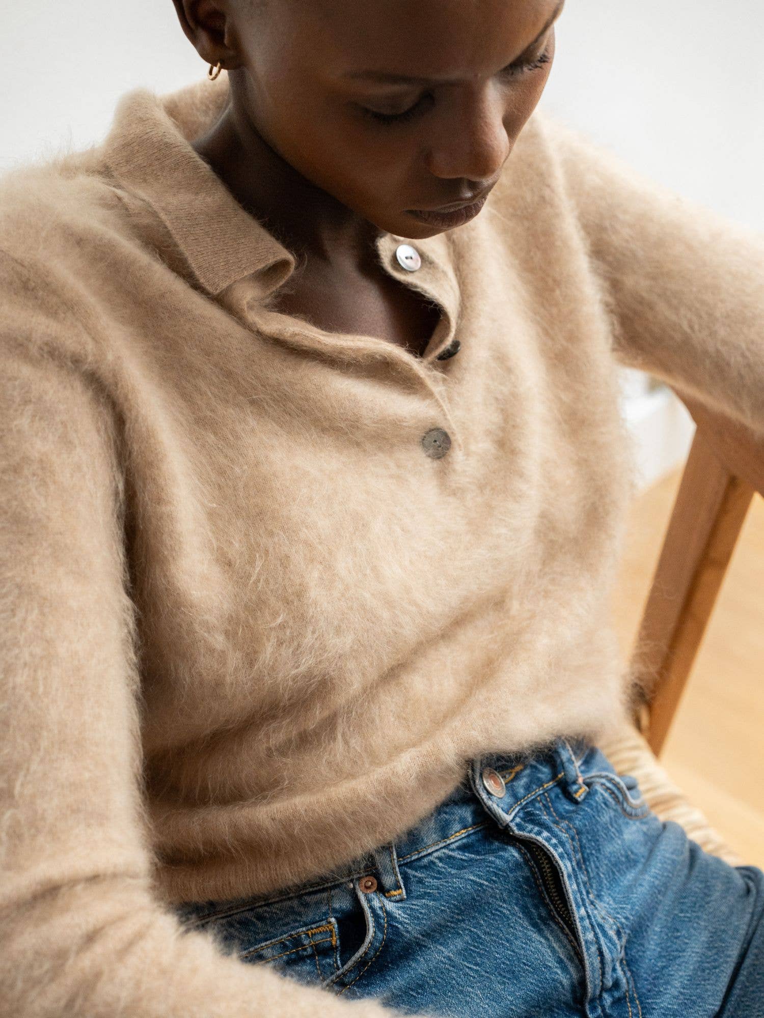 Bel Cashmere S.C. - Wholesale Knit Sweater - Women's - Chloe Brushed Cashmere Sweater Beige1