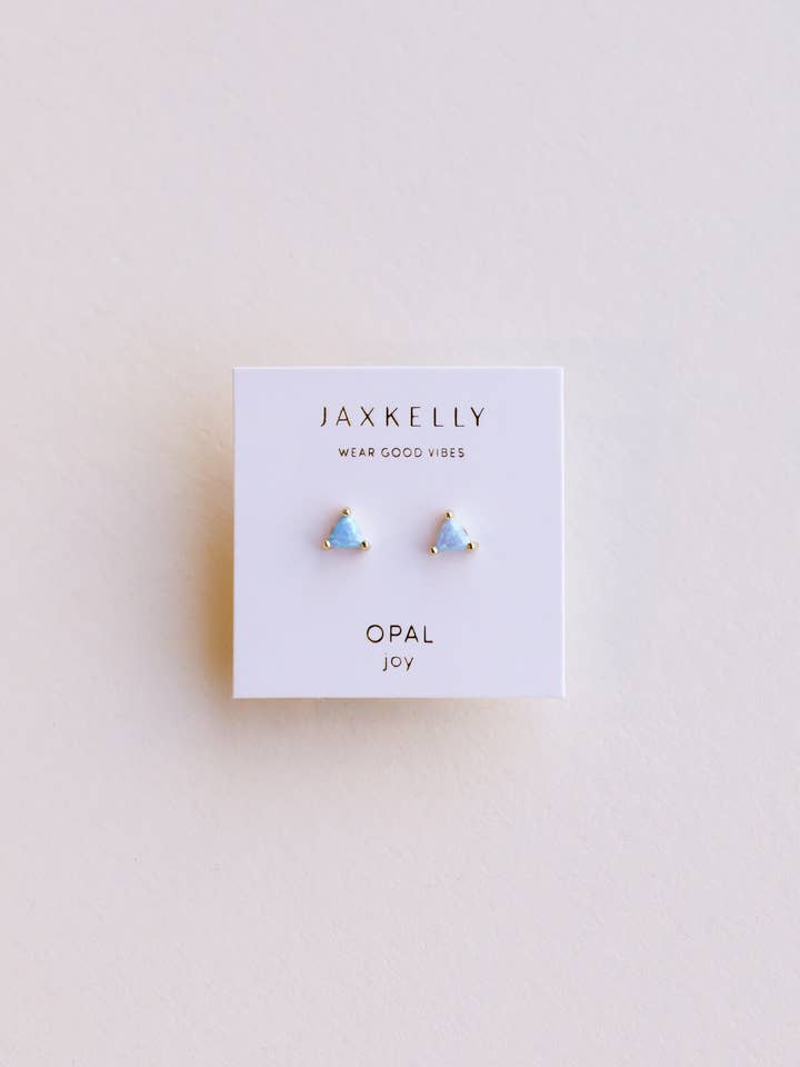 Boucles d’oreilles mini pierres précieuses énergie - Opale de feu - Or pour la vente par JaxKelly