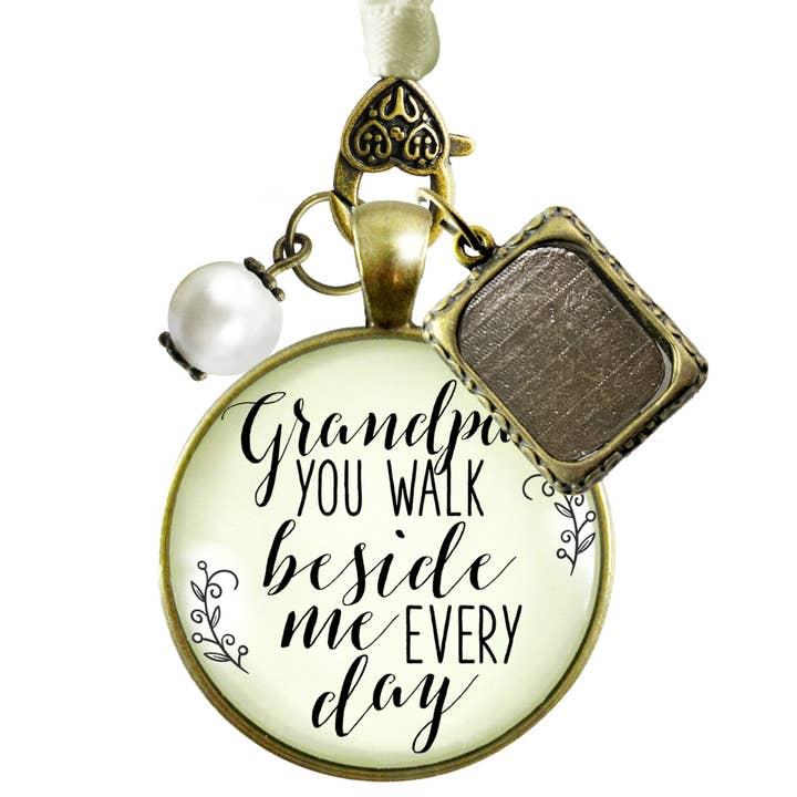 Grandfather Wedding Bouquet Charm Grandpa Beside Me Photo ^ for wholesale by Gutsy Goodness
