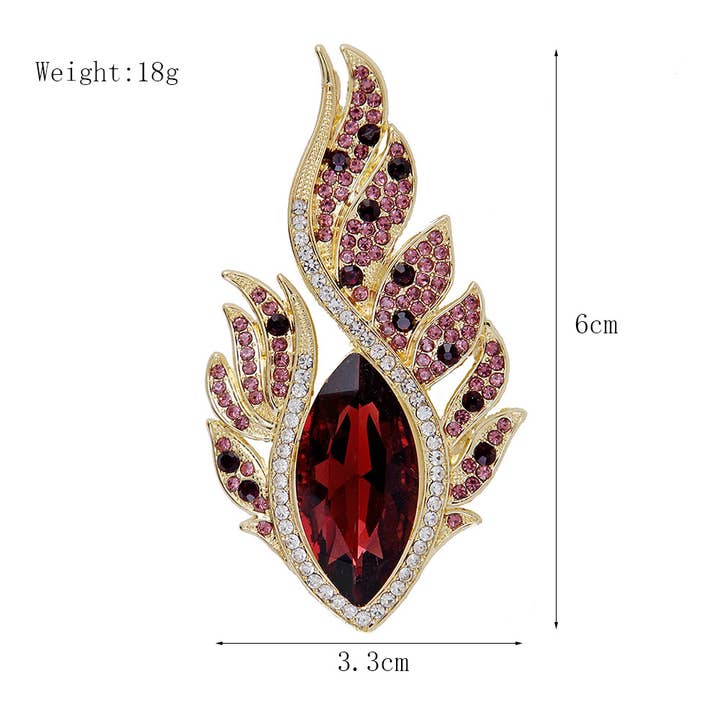 Ole - Wholesale Brooch - Feather Eye Crystal Rhinestone Brooch Pin