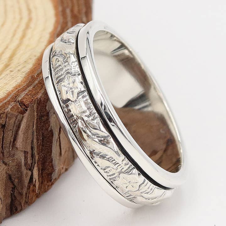 Designer Spinner Ring: 925 Silver Stress Relief Band Jewelry for wholesale by Jay Jools
