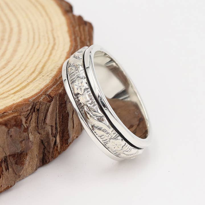 Designer Spinner Ring: 925 Silver Stress Relief Band Jewelry for wholesale by Jay Jools