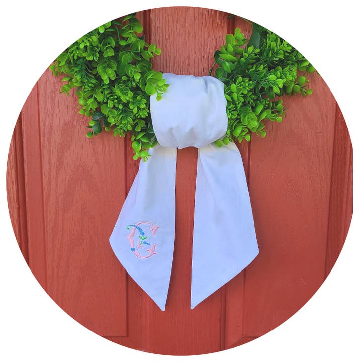 THE ROYALTY COLLECTION - Wholesale Wreath - White Linen Sash