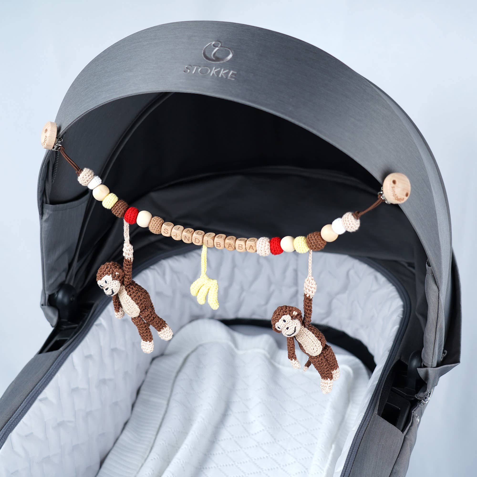 SindiBaba - Wholesale Stuffed/Plush Toy - Kids & Baby - Crochet pram chain monkey CHARLIE in brown3