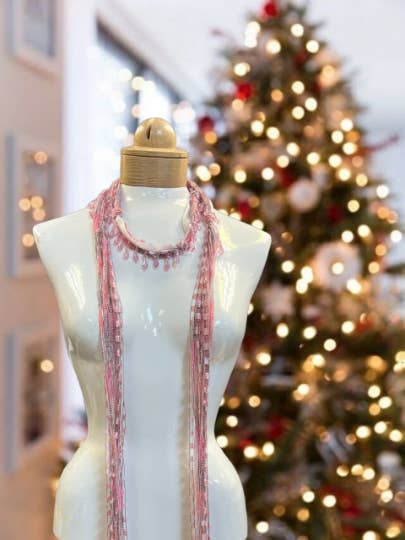 Dark Pink, Light Pink and Silver Lightweight Women's Scarf for wholesale by Ciao Bella Jewelry Inc