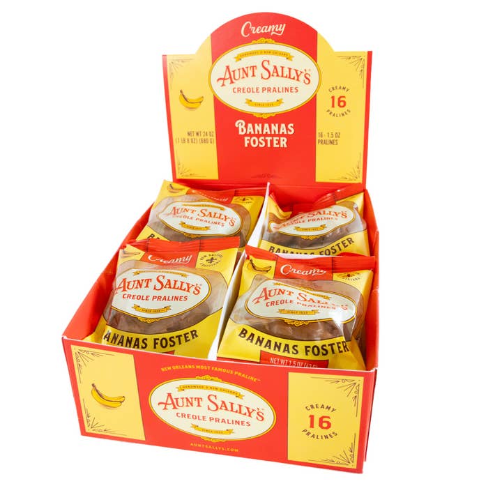 Aunt Sally's Pralines - Wholesale Chocolate Box - Creamy Bananas Foster Pralines, 16 pk
