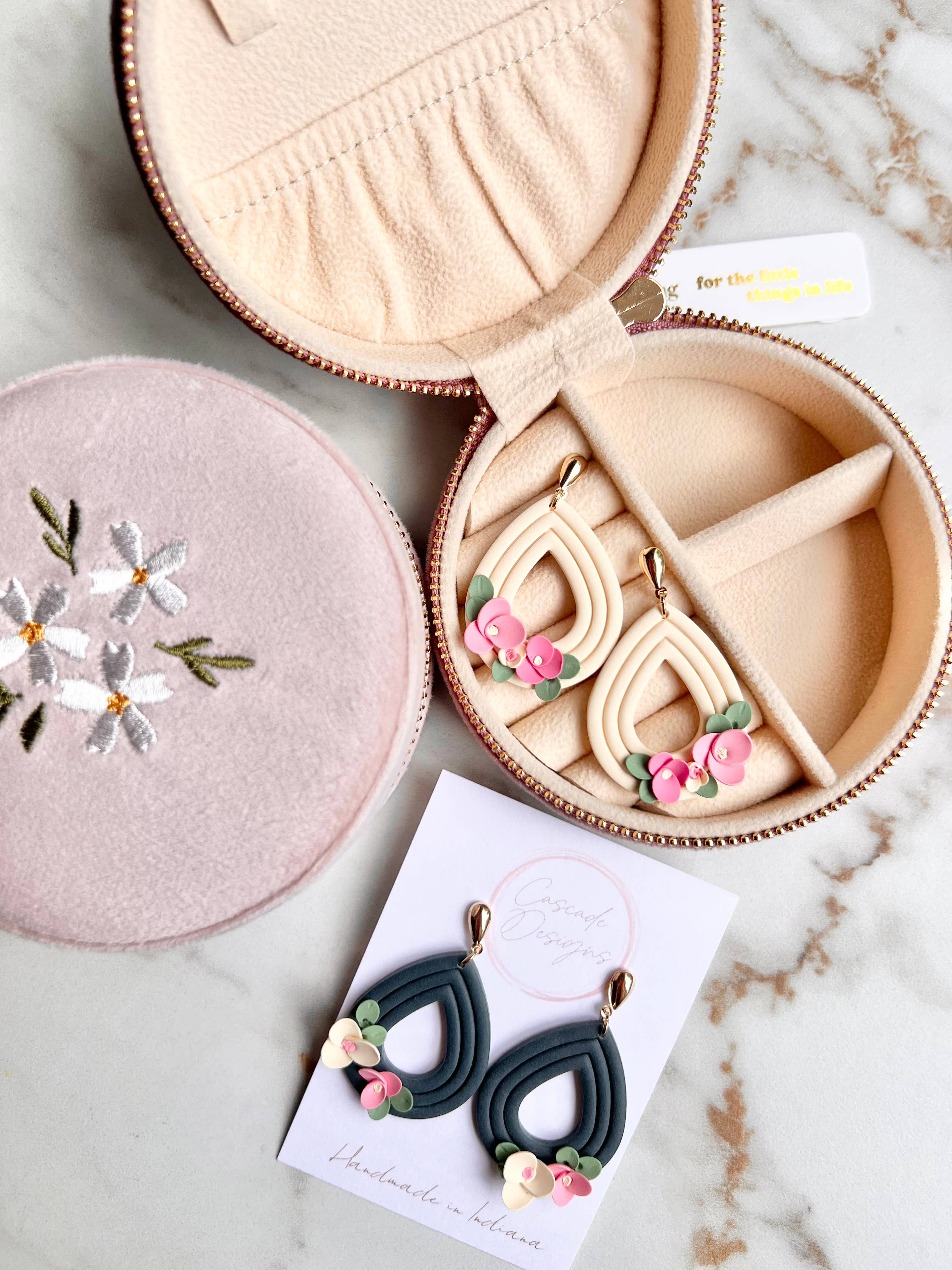 Cascade Designs - Wholesale Dangle Earrings - The Penelope | Floral Drop Clay Earrings11