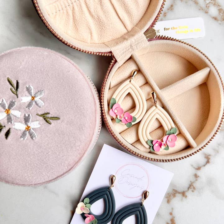 Cascade Designs - Wholesale Dangle Earrings - The Penelope | Floral Drop Clay Earrings11