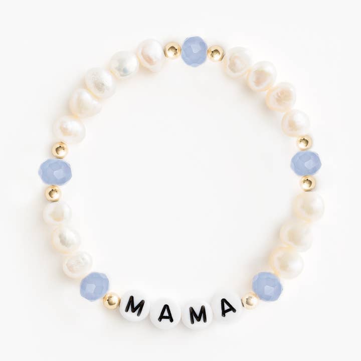 Mother of Pearl Beaded Stretch Mom Bracelet for wholesale by Names For Good