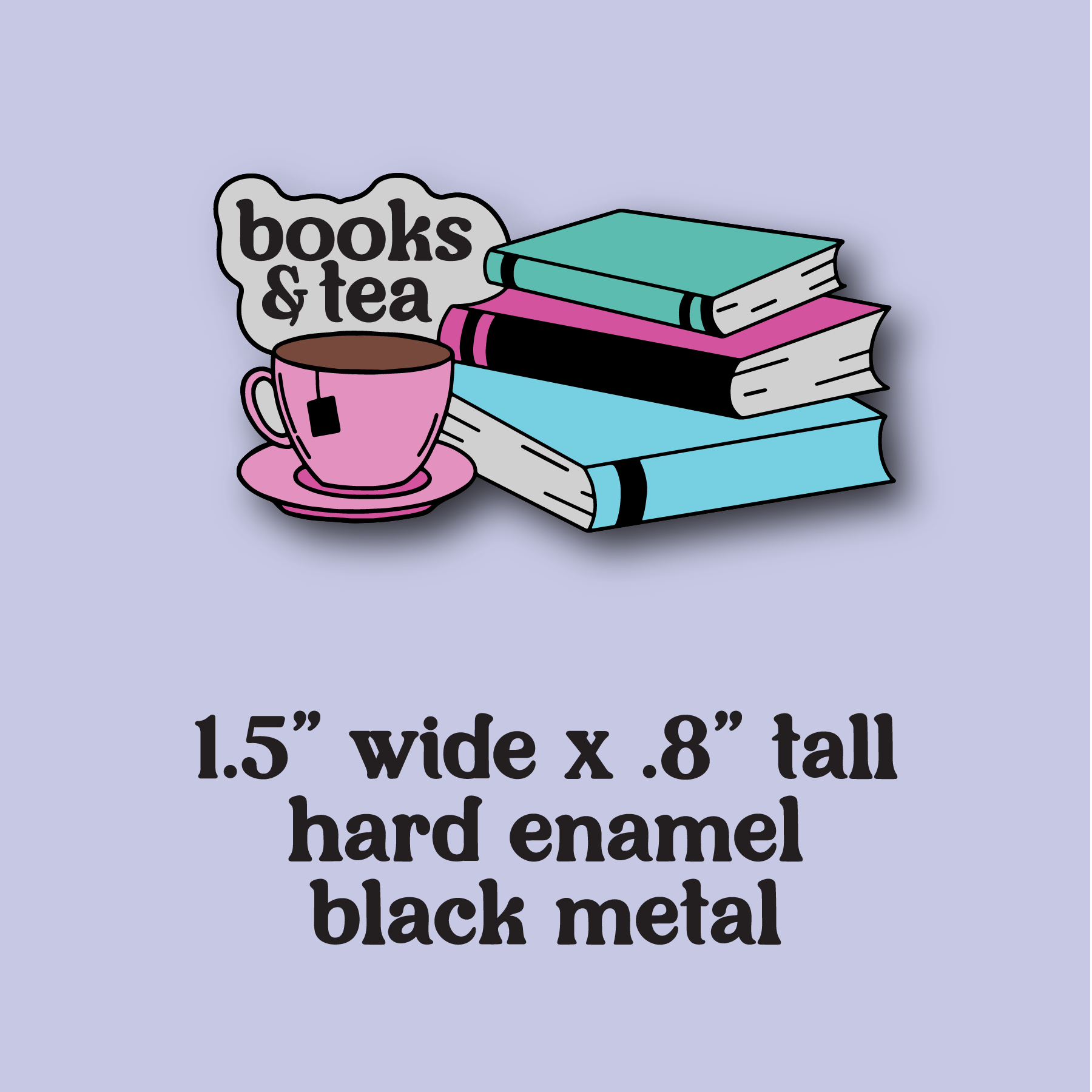 whimsy & zest - Wholesale Lapel Pin/Button - books and tea enamel pin1