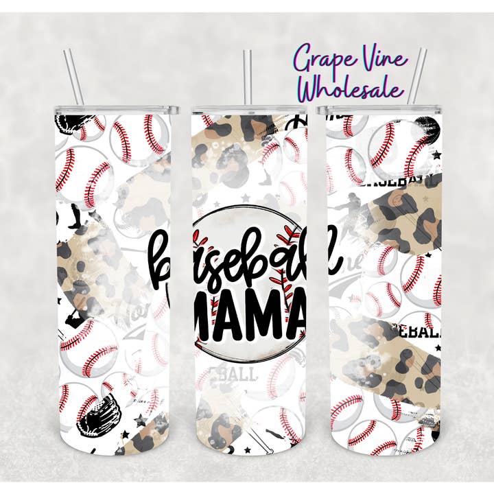 Bicchiere Termico Rotondo Baseball Mama 20oz per la vendita all'ingrosso da parte di GrapeVineWholesale