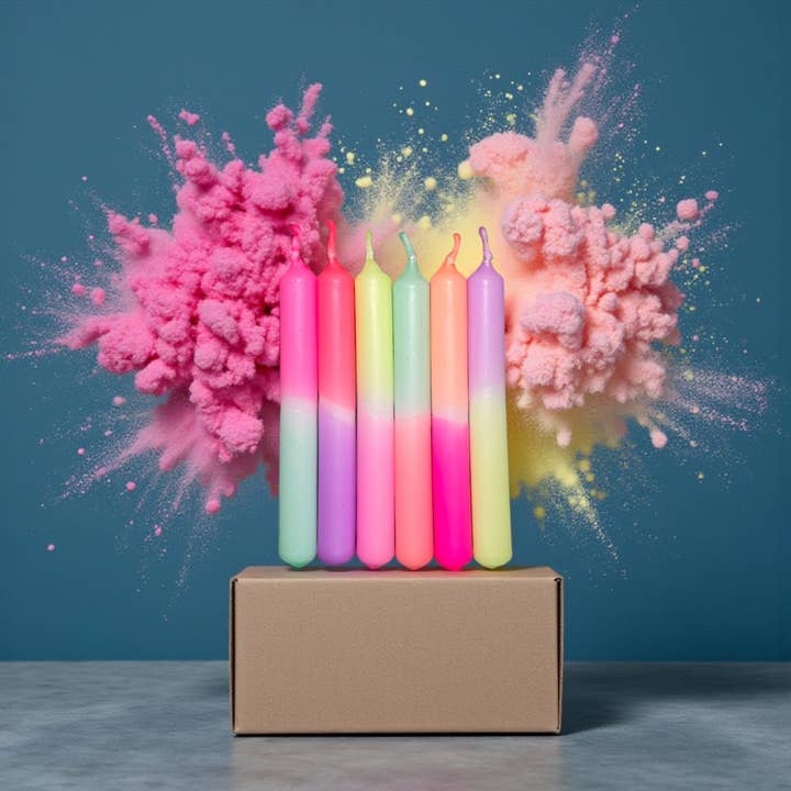 Dip Dye Konfetti verjaardagkaarsen set * Light Hibiscus voor wholesale door Pink Stories