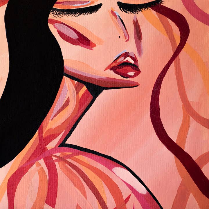 Feminine Minimalism Pink Abstract Woman Fine Art Print for wholesale by Aim Straley Art