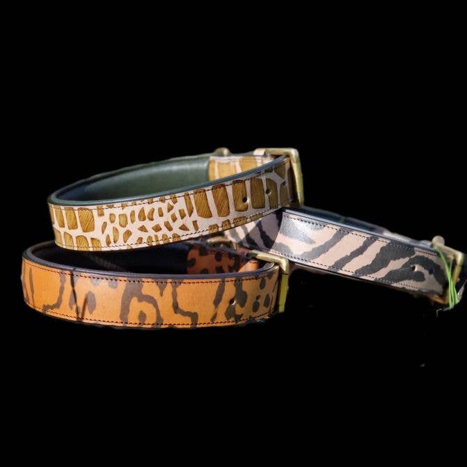 kay-line - Wholesale Pet Collar - Dog - Leather Collar AFRICAN ZEBRA with Leather PomPom3
