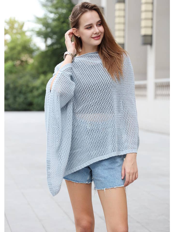 JC Sunny Fashion - Wholesale Poncho - Women's - JC063339 5 colors--Pull Over Free Style Hollow-out Poncho14