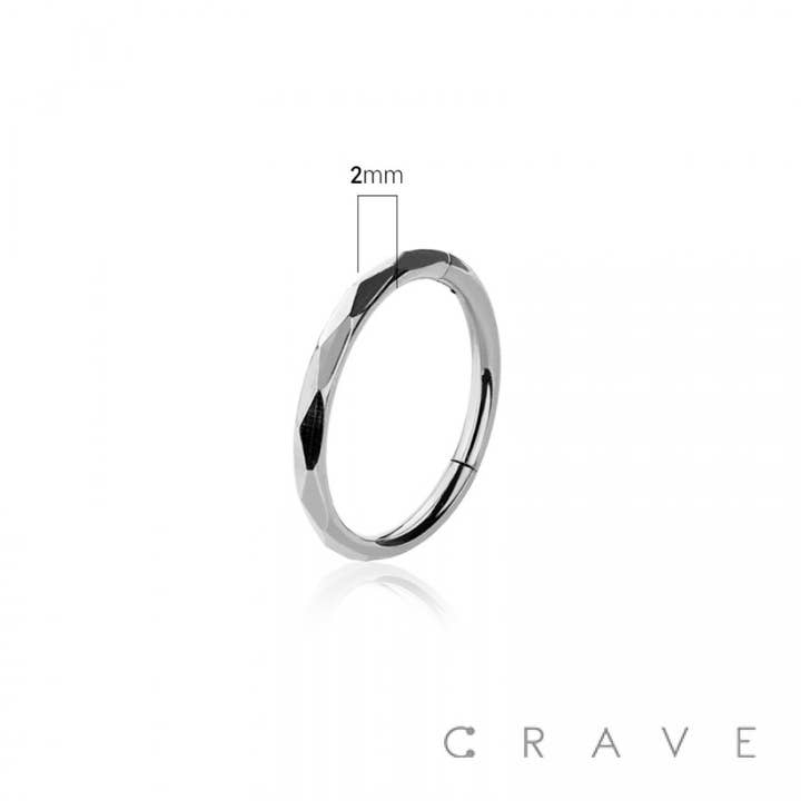CRAVE BODY JEWELRY - Wholesale Hoop Earrings - 316L SURGICAL STEEL HINGED SEGMENT DENTED CLICKER HOOP1