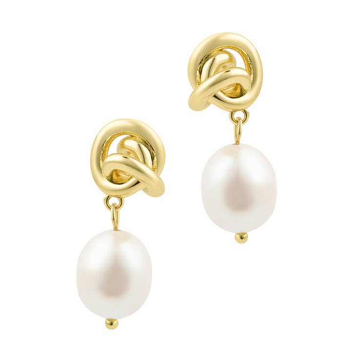 Boucles d'oreilles nœud en perles d'eau douce pour la vente par Adornia