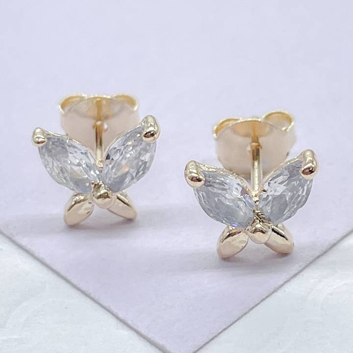 Orecchini a lobo con farfalla marquise delicata in oro 18k GF per la vendita all'ingrosso da parte di Milie