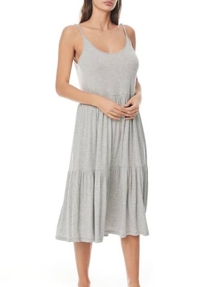 Bamboo Nightie - Fleur Grey for wholesale by Gingerlilly