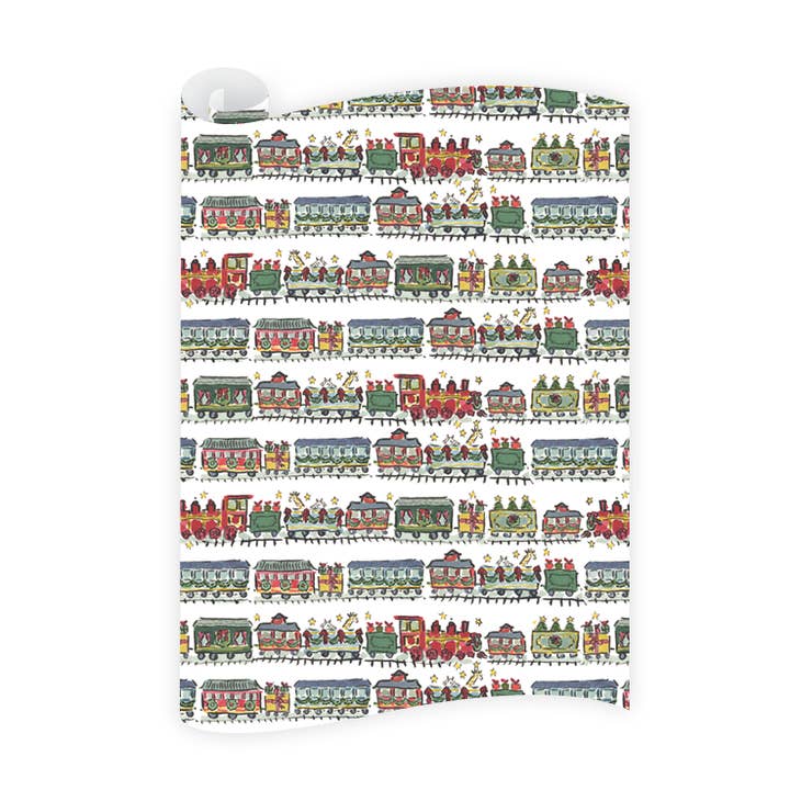 Christmas Trains Wrapping Paper Roll for wholesale by Dogwood Hill