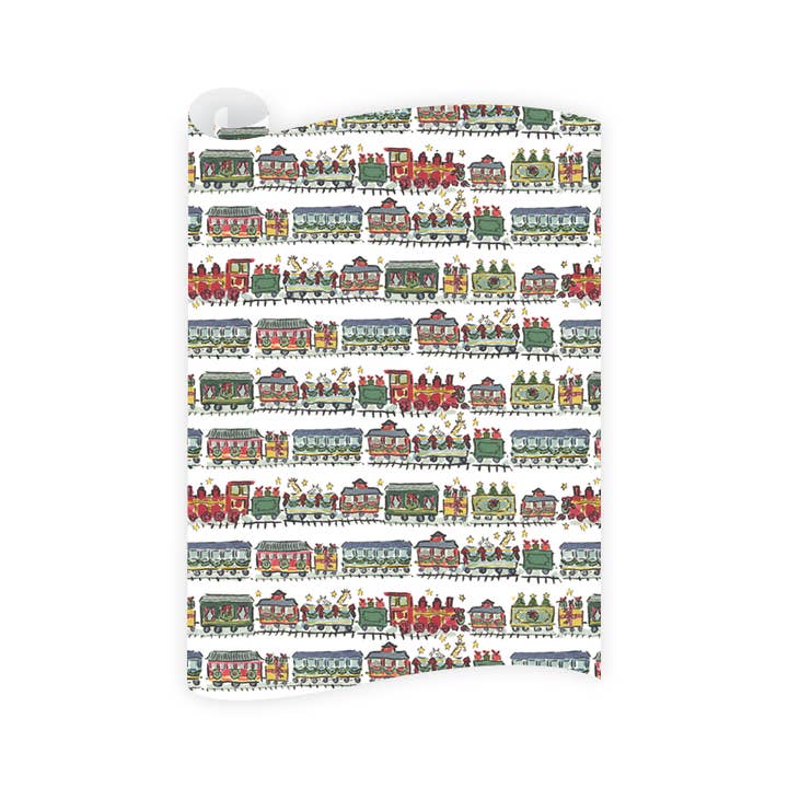 Rollo de papel para envolver trenes navideños para venta al por mayor de Dogwood Hill