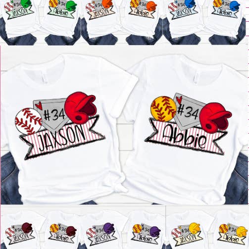 Baseball / Softball Custom Names for wholesale by Sweet and Sassy Tees
