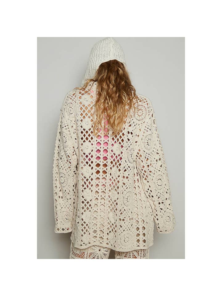 Pol Clothing - Wholesale Button Down Shirt - Women's - Oversize solid crochet button down shirt9