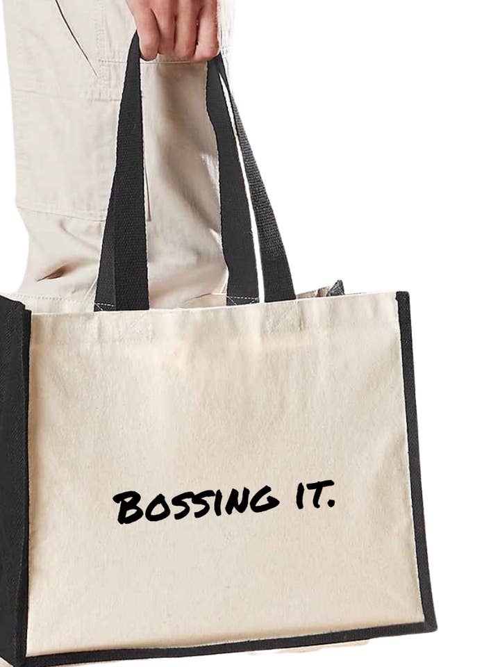 Bossing it - Maxi Jute Shopper Bag for wholesale by Reyt Designs