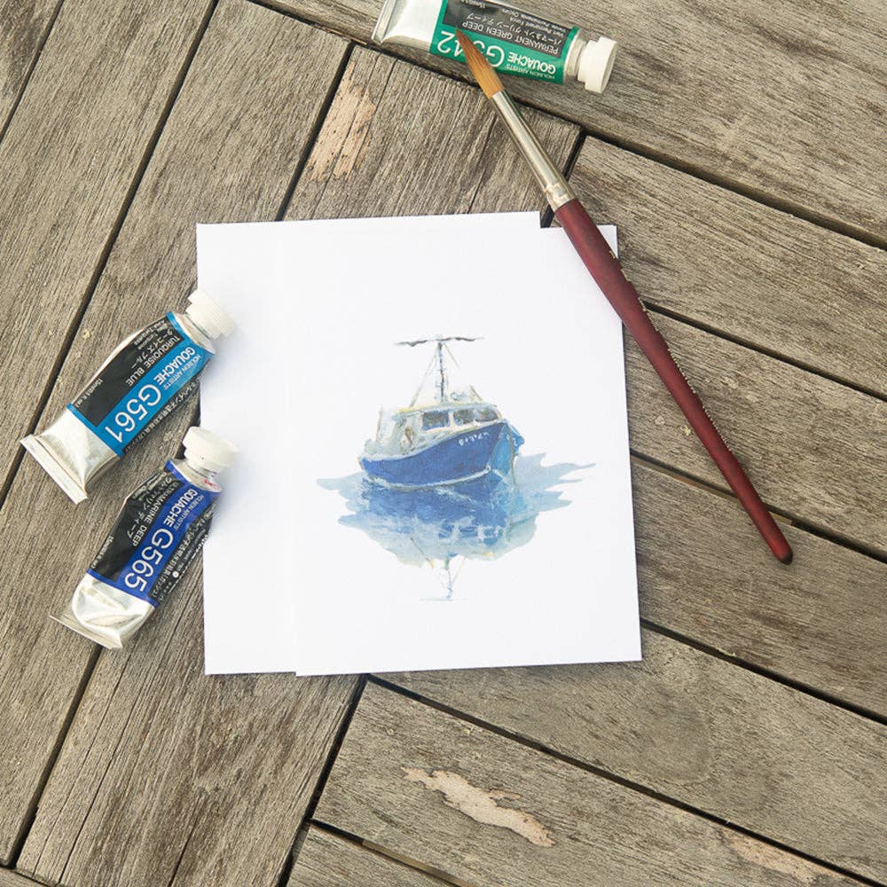 Finding Silver Pennies - Wholesale Stationery/Notecard Set - Blue Boat Note Card | Motor Boat Greeting Card2
