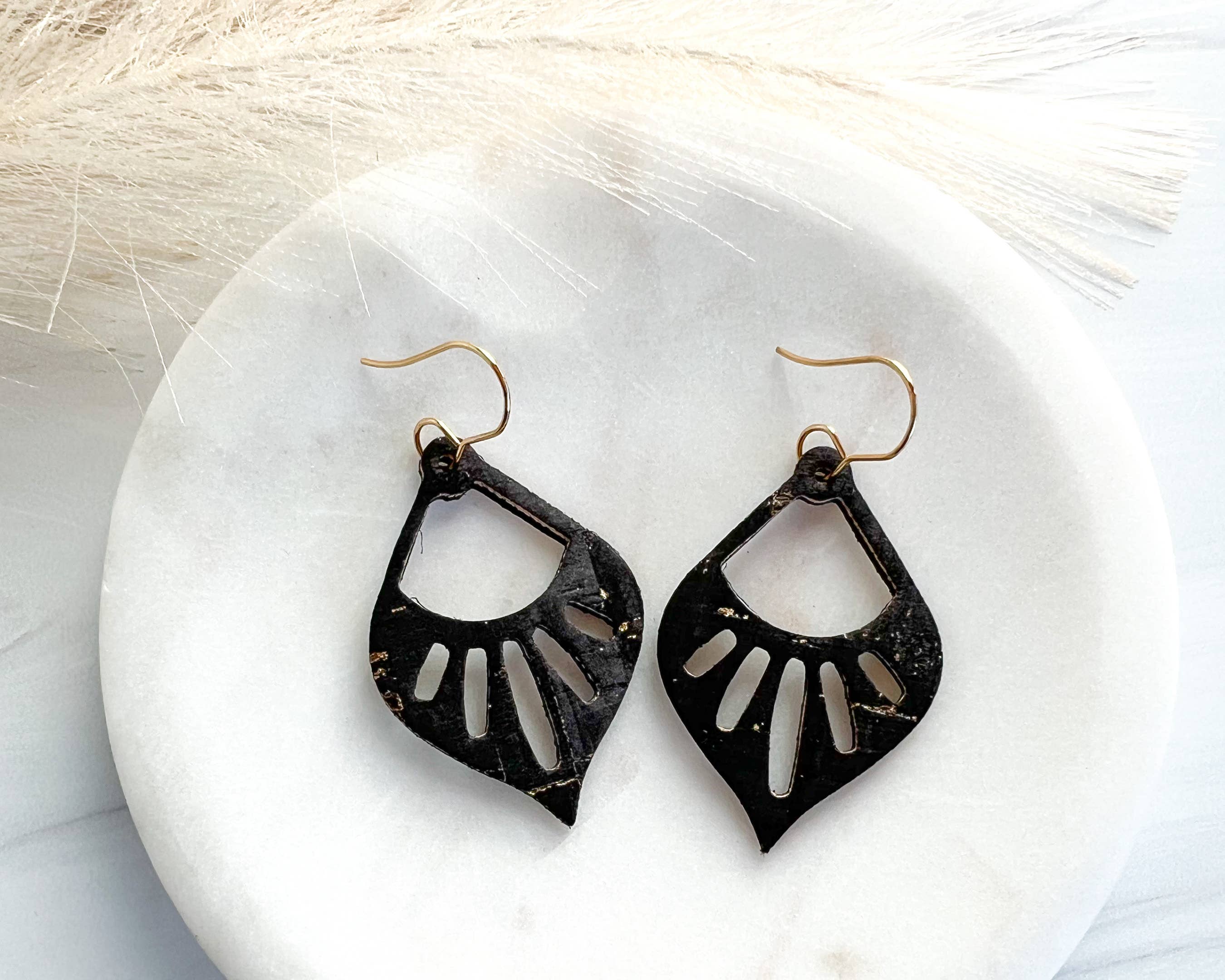 Fran and Bel - Wholesale Dangle Earrings - Intricate Cutout Teardrop Leather Dangle Earring8