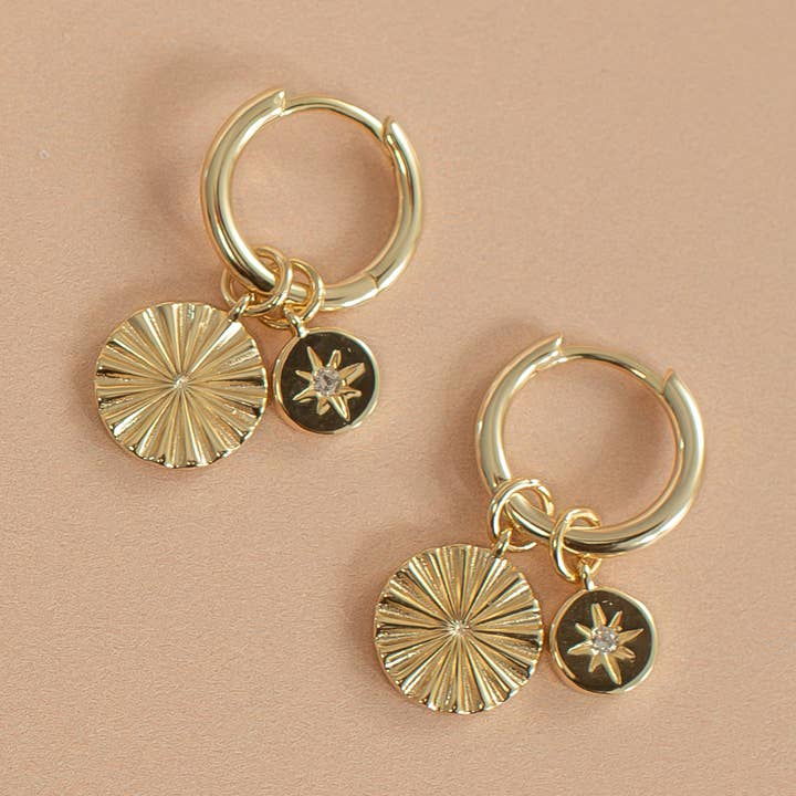 Lumi + Sol - Wholesale Huggie Earrings - Lumi North Charm Huggie Earring