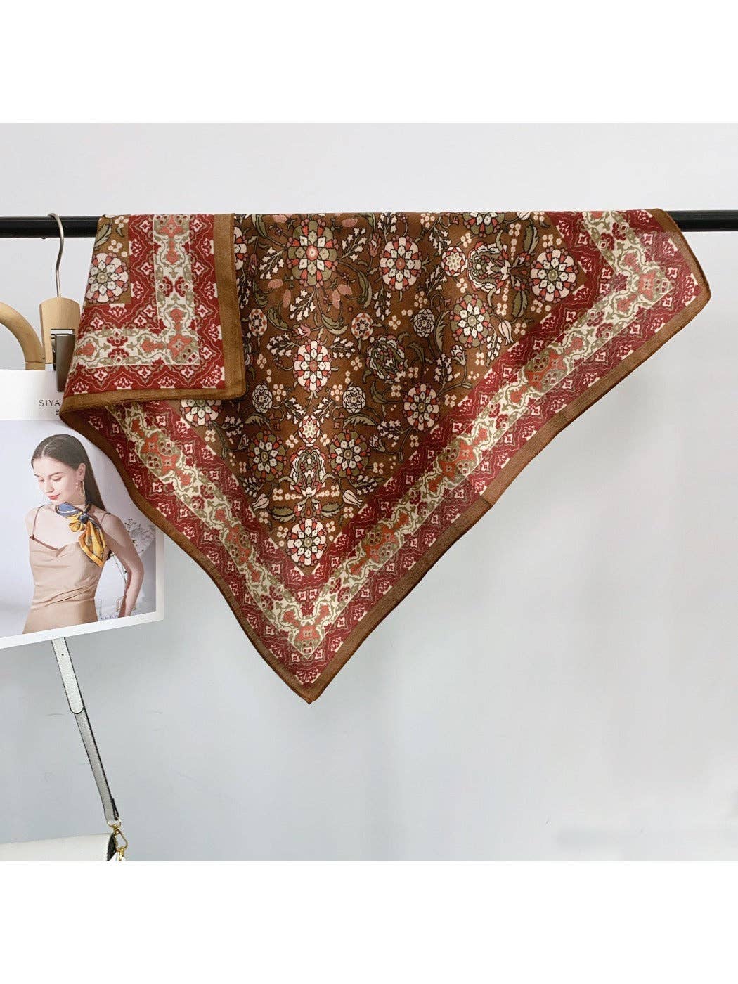 Funkyrel® Atzbranding Limited - Wholesale Scarf - Women's - Scarvii - 27'' Retro Print Square Scarf - Classic & Chic1