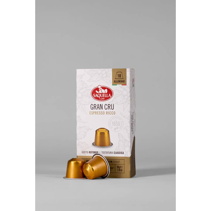 Saquella 1856 SRL – Großhandel Kaffeebohnen – Grand Cru Kapseln, 10 Stück Aluminium, kompatibel mit Nespresso® Maschinen1