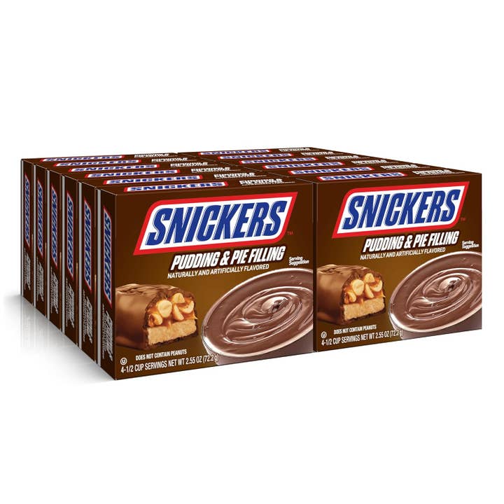 Snickers Pudding & Pajfyllningsdessertmix 72 g 12 st för wholesale av Long Island Candy Factory